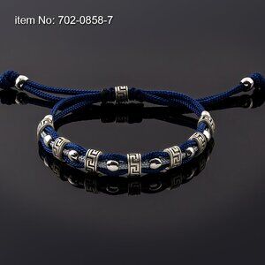 Axion Jewelry Greek Key Motif Braided Cord & Sterling Silver Men's Bracelet